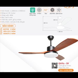 QUẠT ĐÈN CAO CẤP QVIFA -59