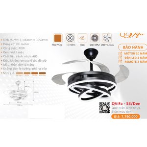 QUẠT ĐÈN CAO CẤP QVIFA-53/ĐEN