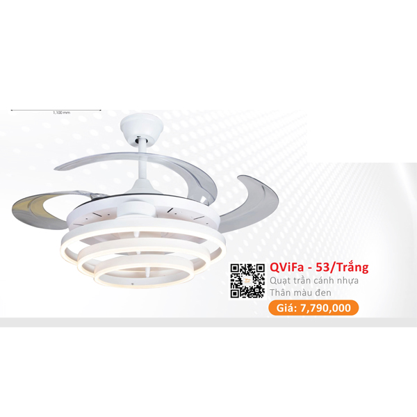 QUẠT ĐÈN CAO CẤP QVIFA-53/TRẮNG