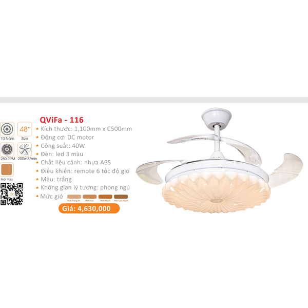 QUẠT ĐÈN CAO CẤP QVIFA-116