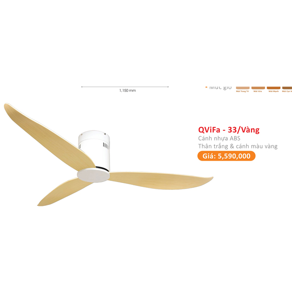 QUẠT ĐÈN CAO CẤP QVIFA-33/vàng