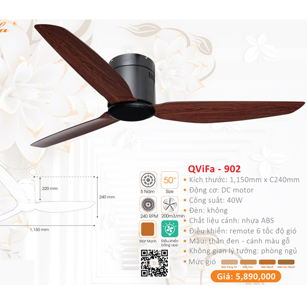 QUẠT ĐÈN CAO CẤP QVIFA-902