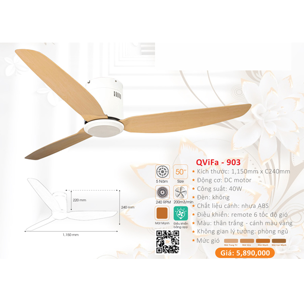 QUẠT ĐÈN CAO CẤP QVIFA-903