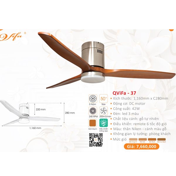 QUẠT ĐÈN CAO CẤP QVIFA-37