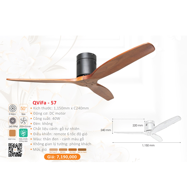 QUẠT ĐÈN CAO CẤP QVIFA-57